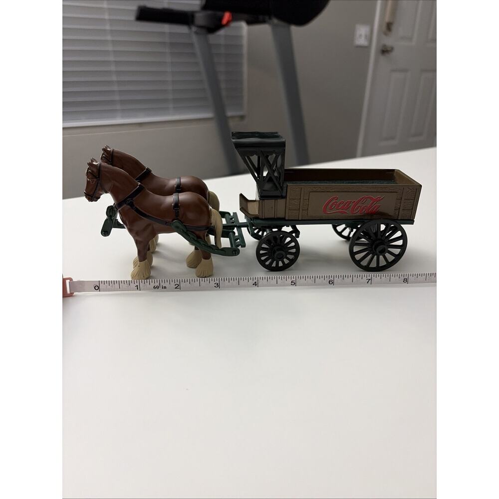 Vintage Metal & Plastic Coca Cola Horse Drawn Carriage Wagon